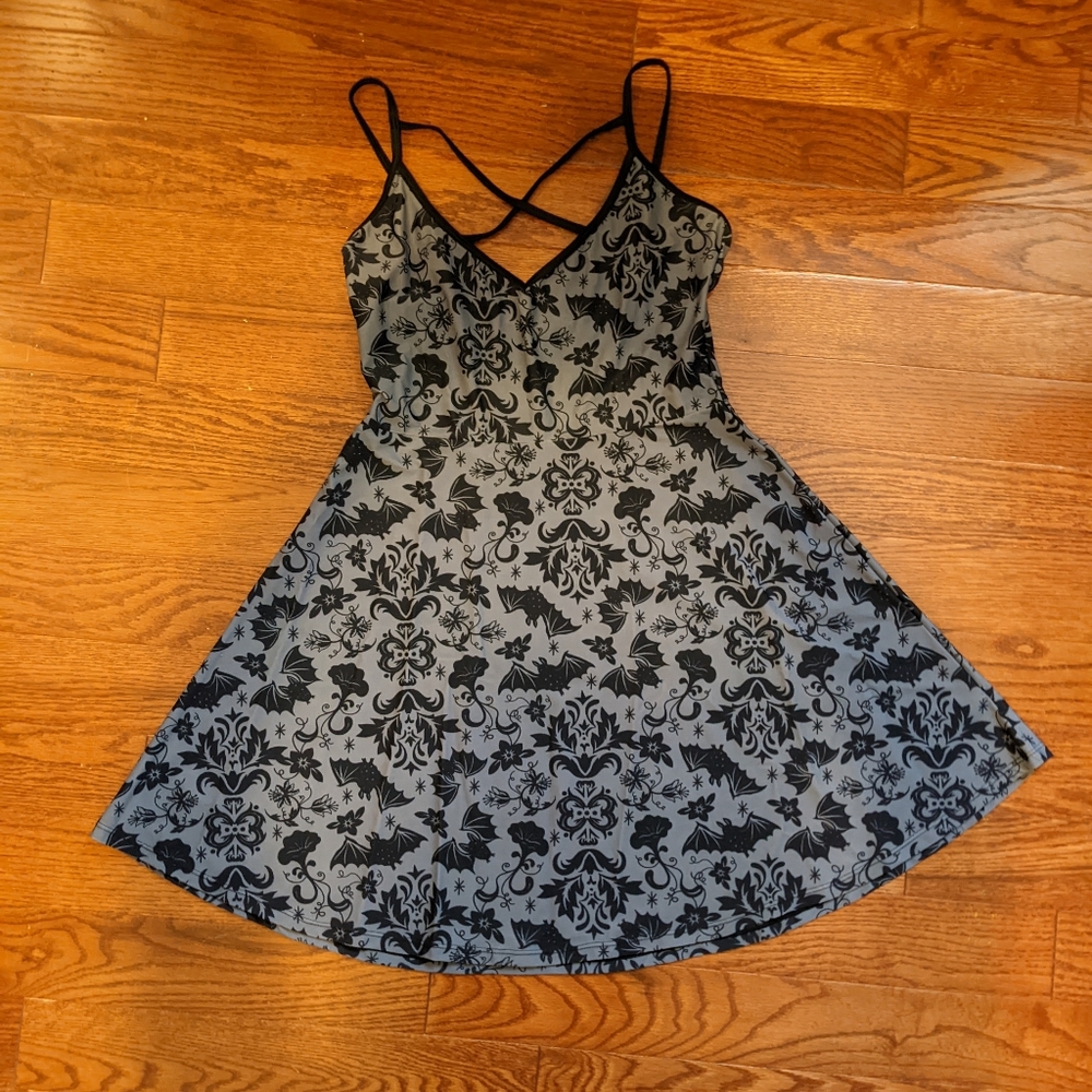 Too Fast Clothing Victorian Gothic Halloween Bats Skater Dress Size M